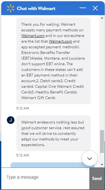 Chat with walmart screenshot 2